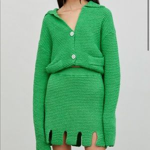 Source Unknown | Cardigan & Cutout Skirt |Parakeet